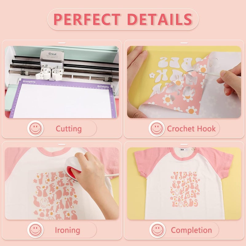 Tintnut Heat Transfer Vinyl - 12 Sheets 12 x 10 inches Retro HTV Groovy Heat Transfer Vinyl Daisy Patterned HTV Iron on Vinyl for Tshirts DIY Compatible with Cricut or Silhouette Cameo - Image 5